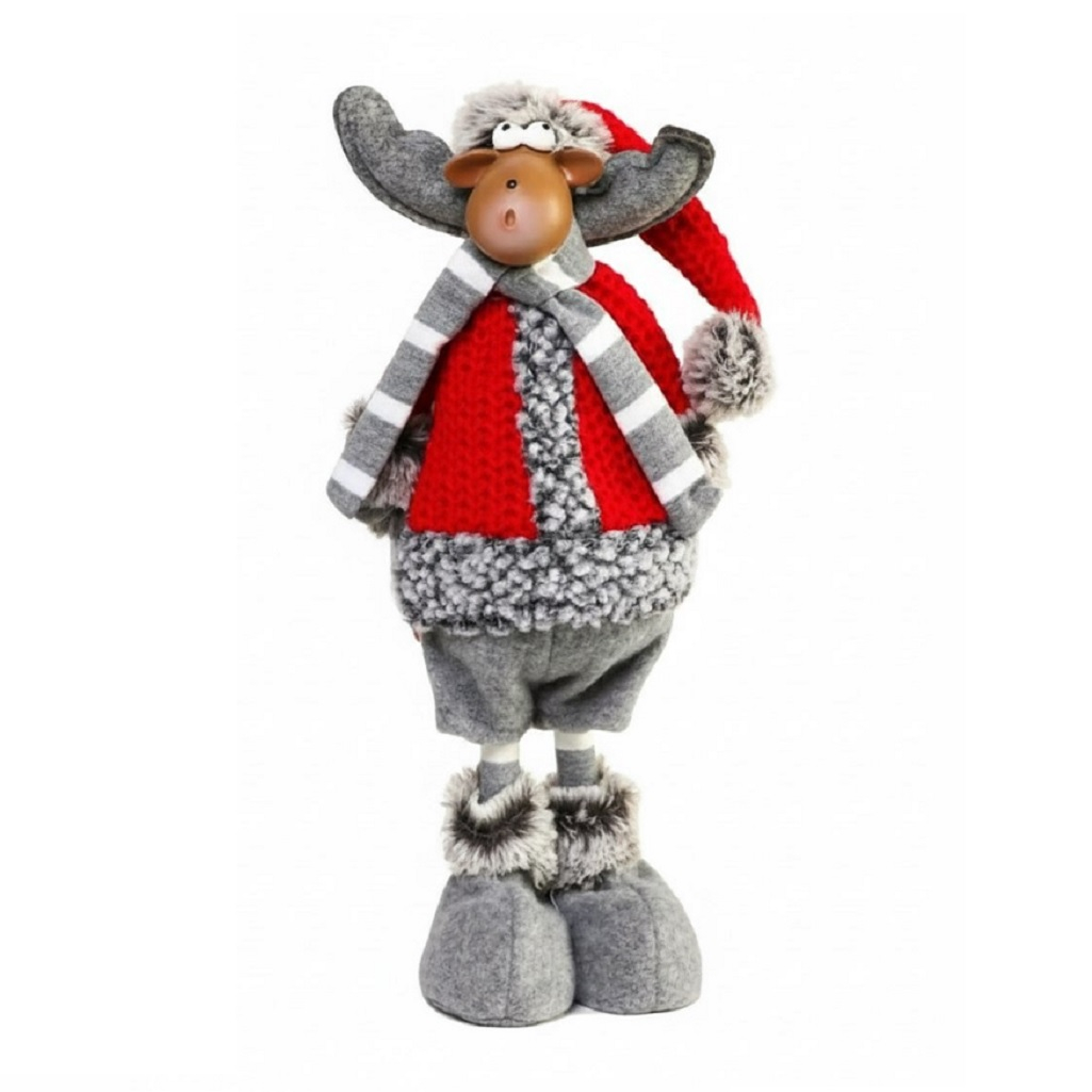 Кукла интерьерная Simaland 2315144, текстильная Лосик в красной шубке и колпаке, 34 см