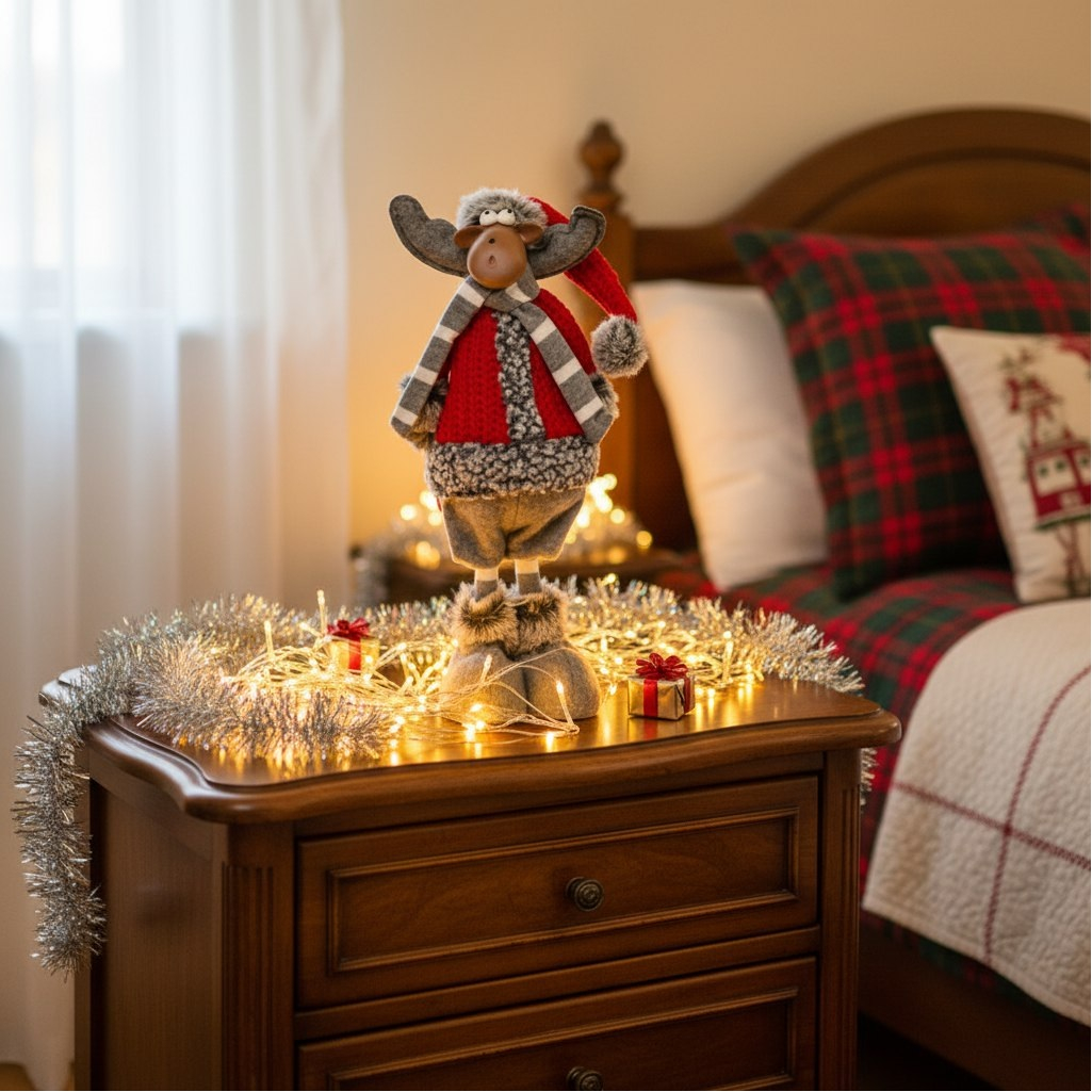 Кукла интерьерная Simaland 2315144, текстильная Лосик в красной шубке и колпаке, 34 см