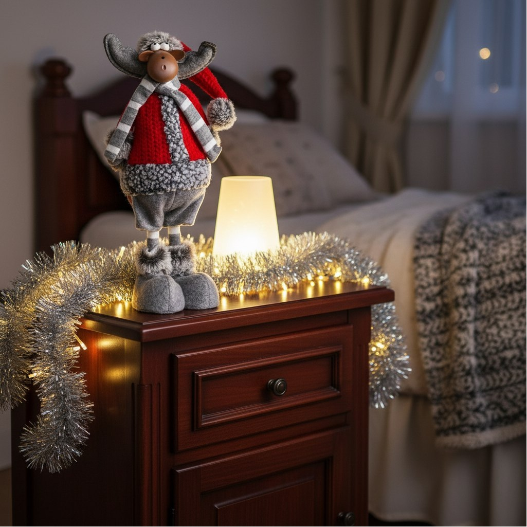 Кукла интерьерная Simaland 2315144, текстильная Лосик в красной шубке и колпаке, 34 см