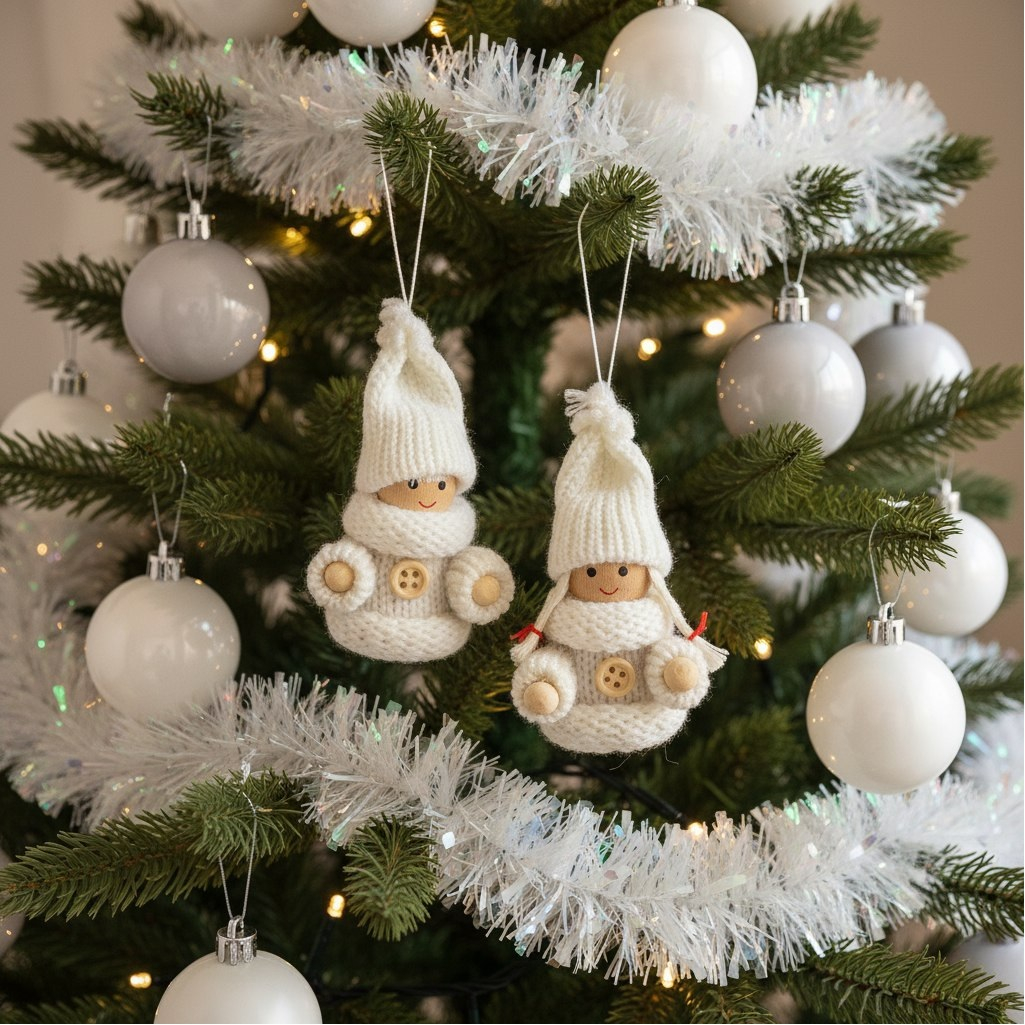 Игрушка елочная Лесная мастерская Счастливый малыш 3584586, дерево и текстиль, белая, 6 см