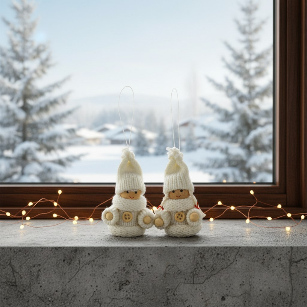 Игрушка елочная Лесная мастерская Счастливый малыш 3584586, дерево и текстиль, белая, 6 см