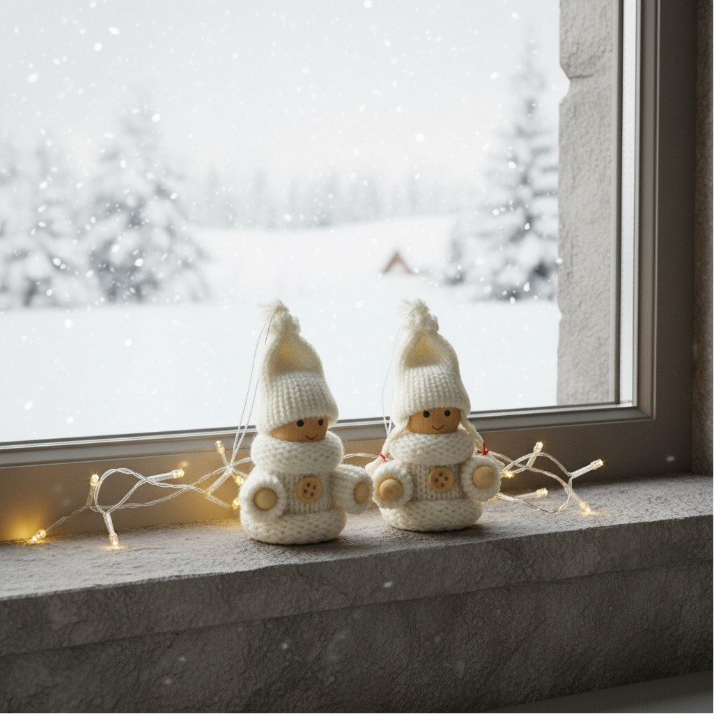 Игрушка елочная Лесная мастерская Счастливый малыш 3584586, дерево и текстиль, белая, 6 см