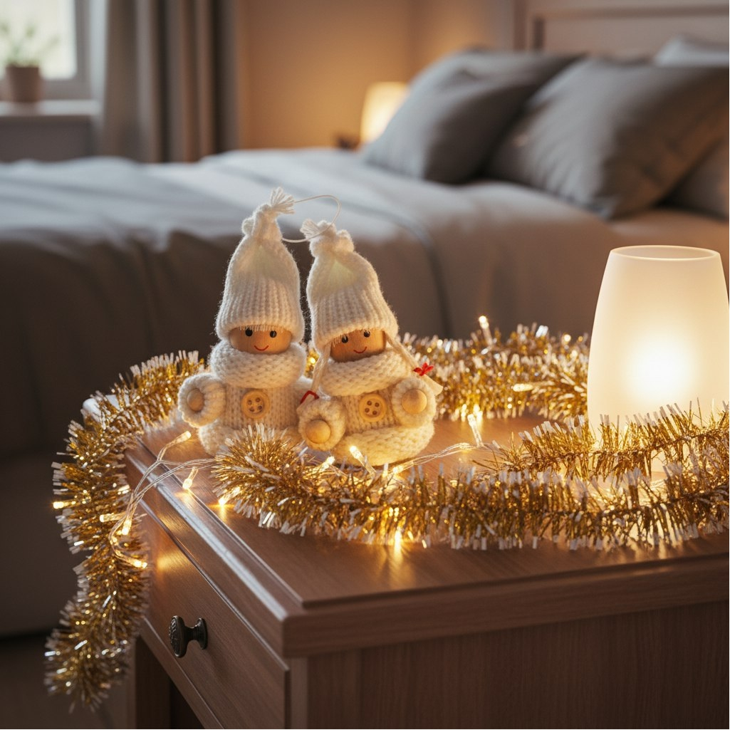 Игрушка елочная Лесная мастерская Счастливый малыш 3584586, дерево и текстиль, белая, 6 см