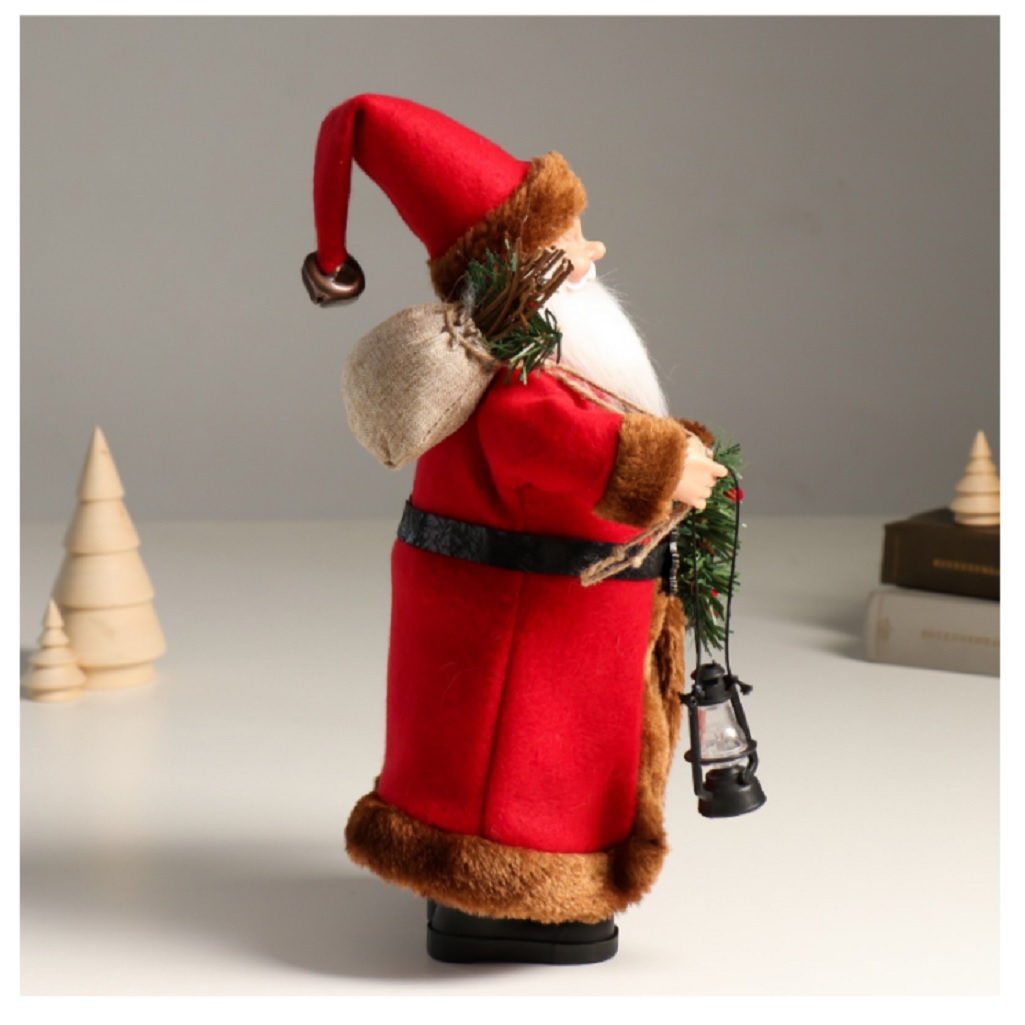 Кукла интерьерная Simaland 9488062, Дед Мороз с подарками, веночком и фонариком 37 см