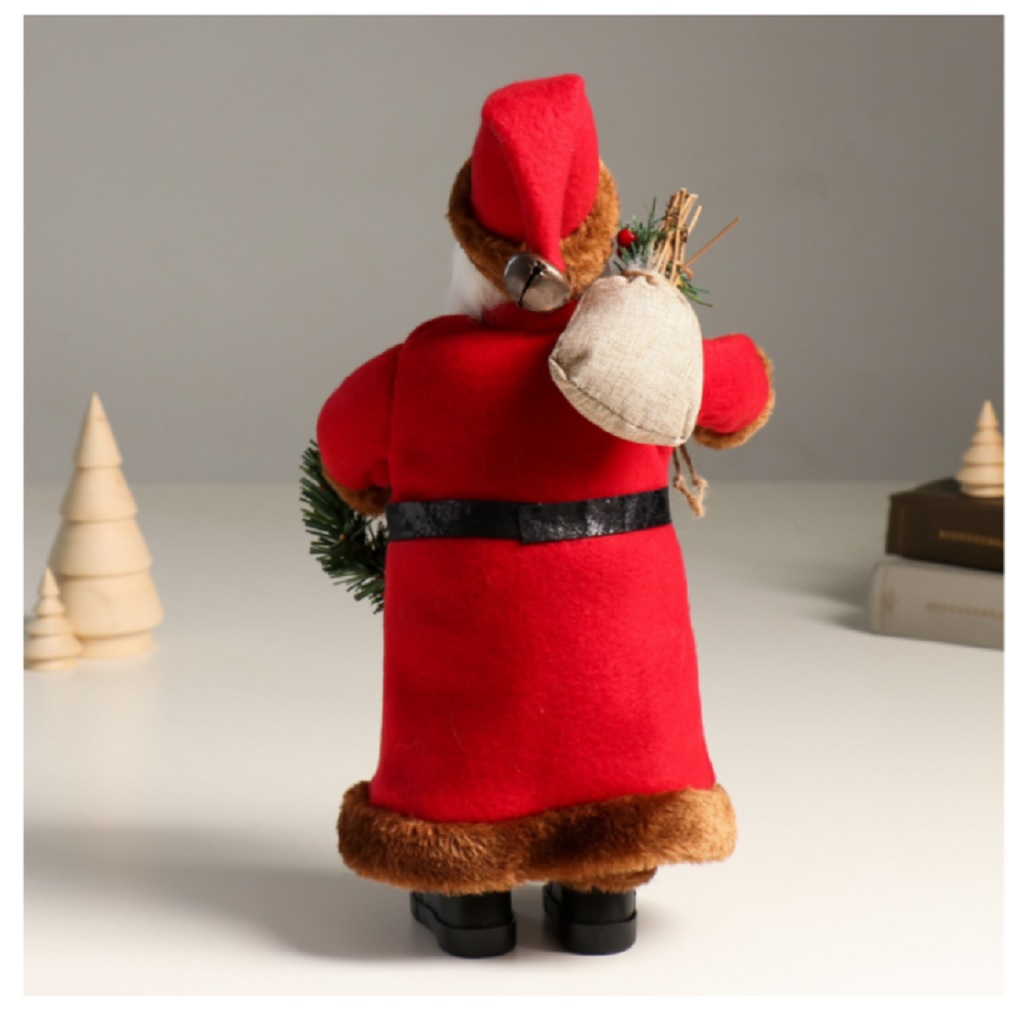 Кукла интерьерная Simaland 9488062, Дед Мороз с подарками, веночком и фонариком 37 см