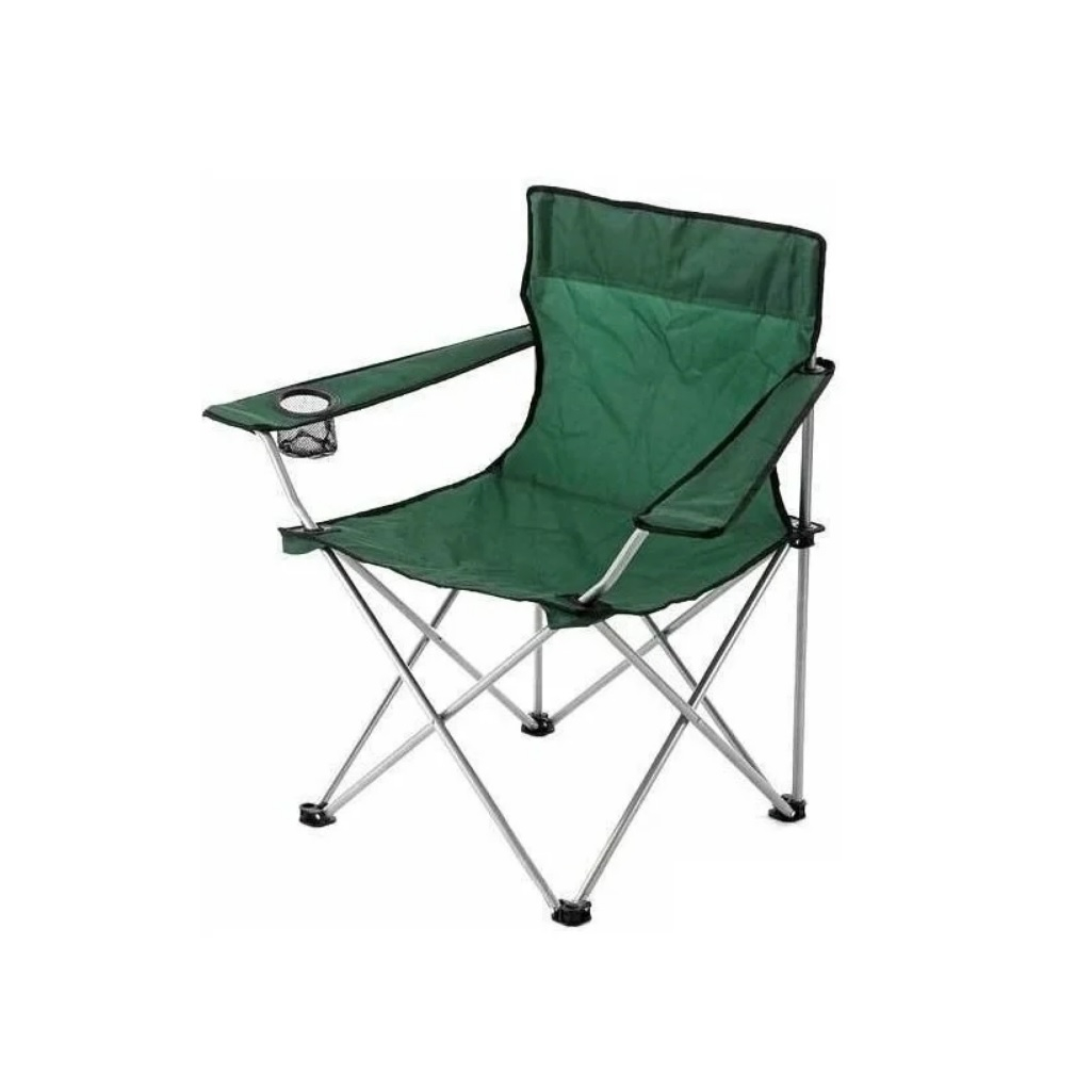 Кресло складное Ecos DW-2009H, 993100, с подлокотниками, с подстаканниками, полиэстер, зеленое, 500х500х800 мм, до 120 кг