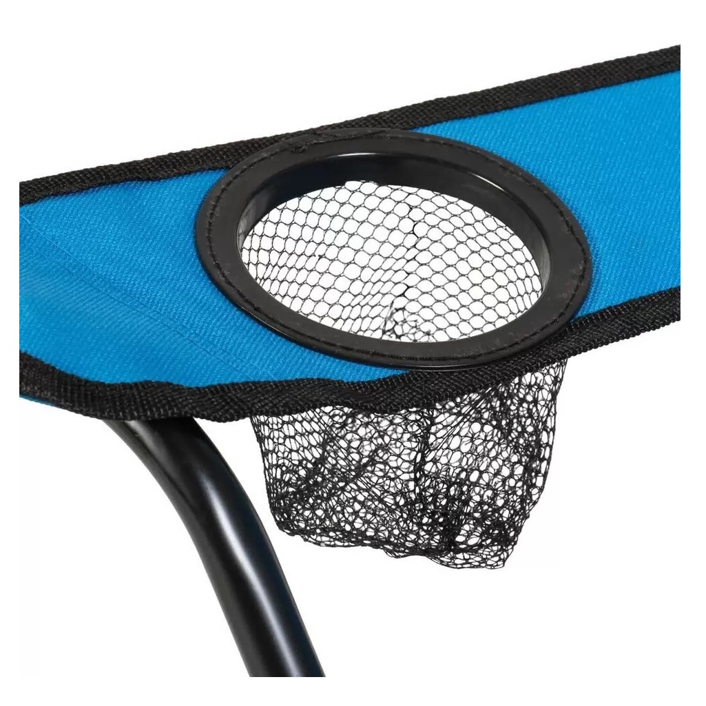 Кресло складное Ecos DW-2009H, 993072, с подлокотниками, с подстаканниками, полиэстер, синее, 500х500х800 мм, до 120 кг  