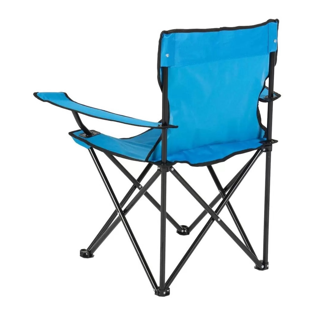 Кресло складное Ecos DW-2009H, 993072, с подлокотниками, с подстаканниками, полиэстер, синее, 500х500х800 мм, до 120 кг  