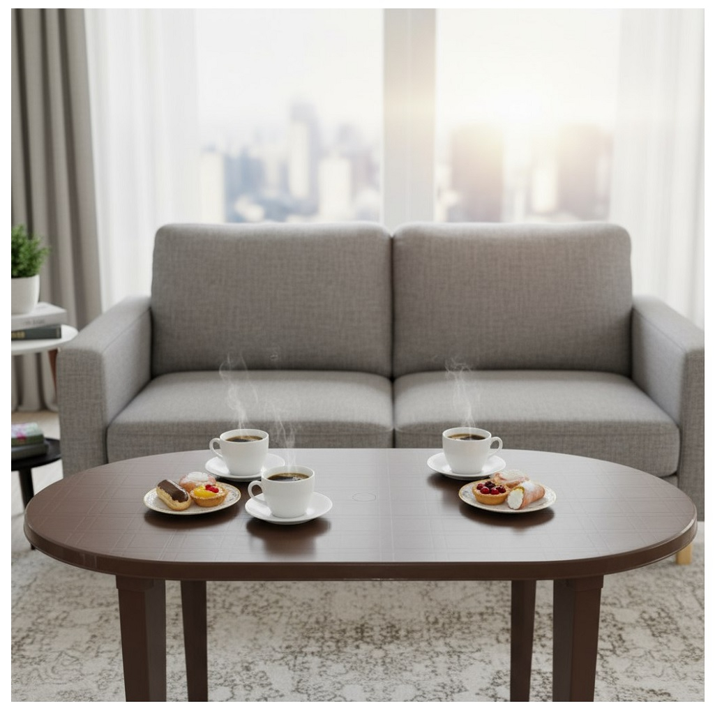 Стол Стандарт Пластик, овальный, пластиковый, шоколадный, 71х80х140 см