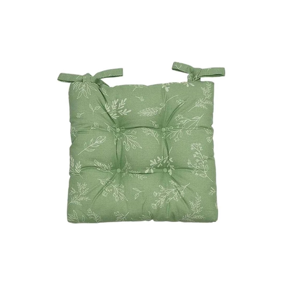 Сидушка на стул Мультидом Мильфлер МТ71-178, с завязками, рогожка, цвет зеленый, 45х400х400 мм