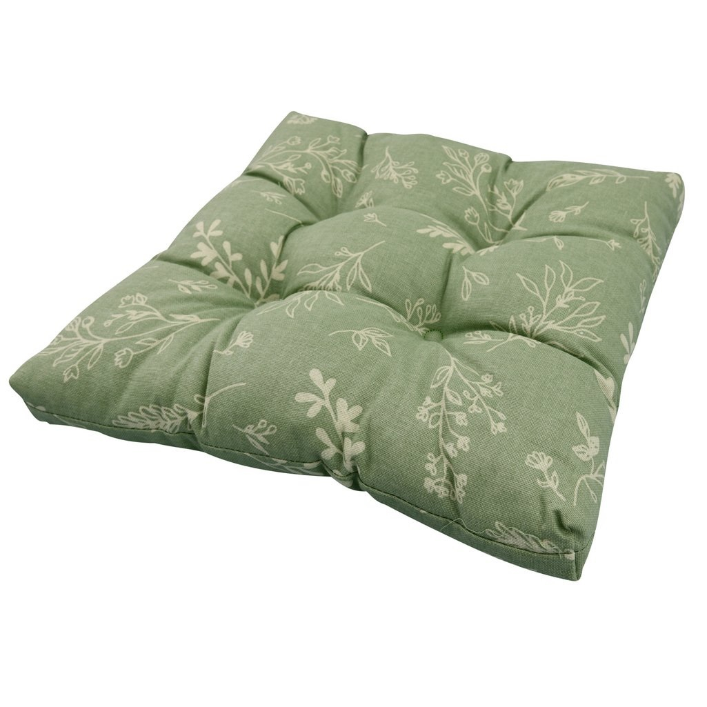 Сидушка на стул Мультидом Мильфлер МТ71-178, с завязками, рогожка, цвет зеленый, 45х400х400 мм