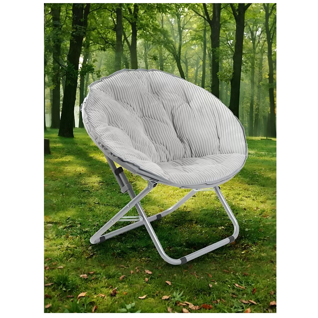 Кресло складное Green Days Гриб YTMC003D, 72х80х82 см, до 100 кг, вельвет, светло-серое 600D