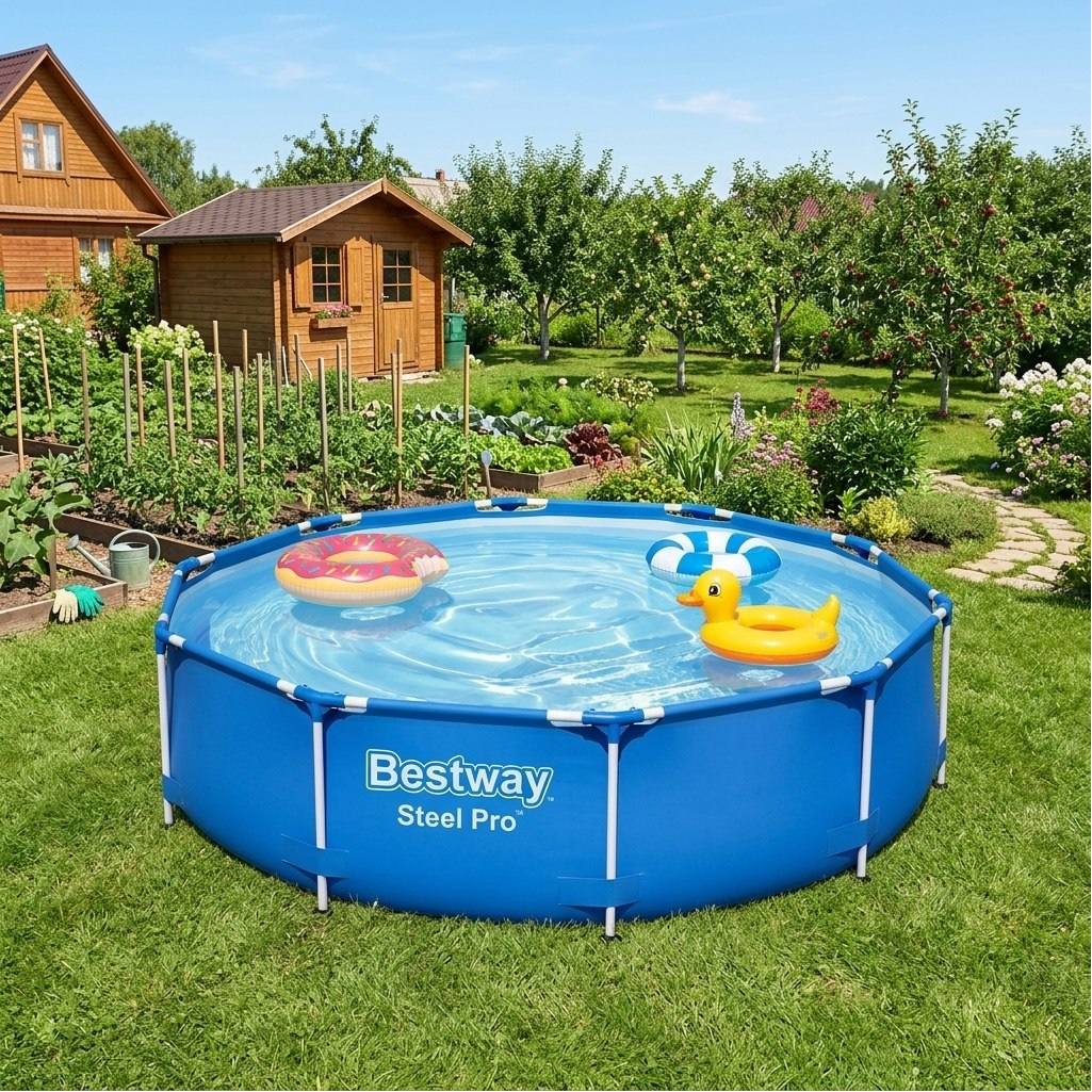 Бассейн каркасный Bestway Steel Pro 56679, с фильтр-насосом, синий, 76х305 см