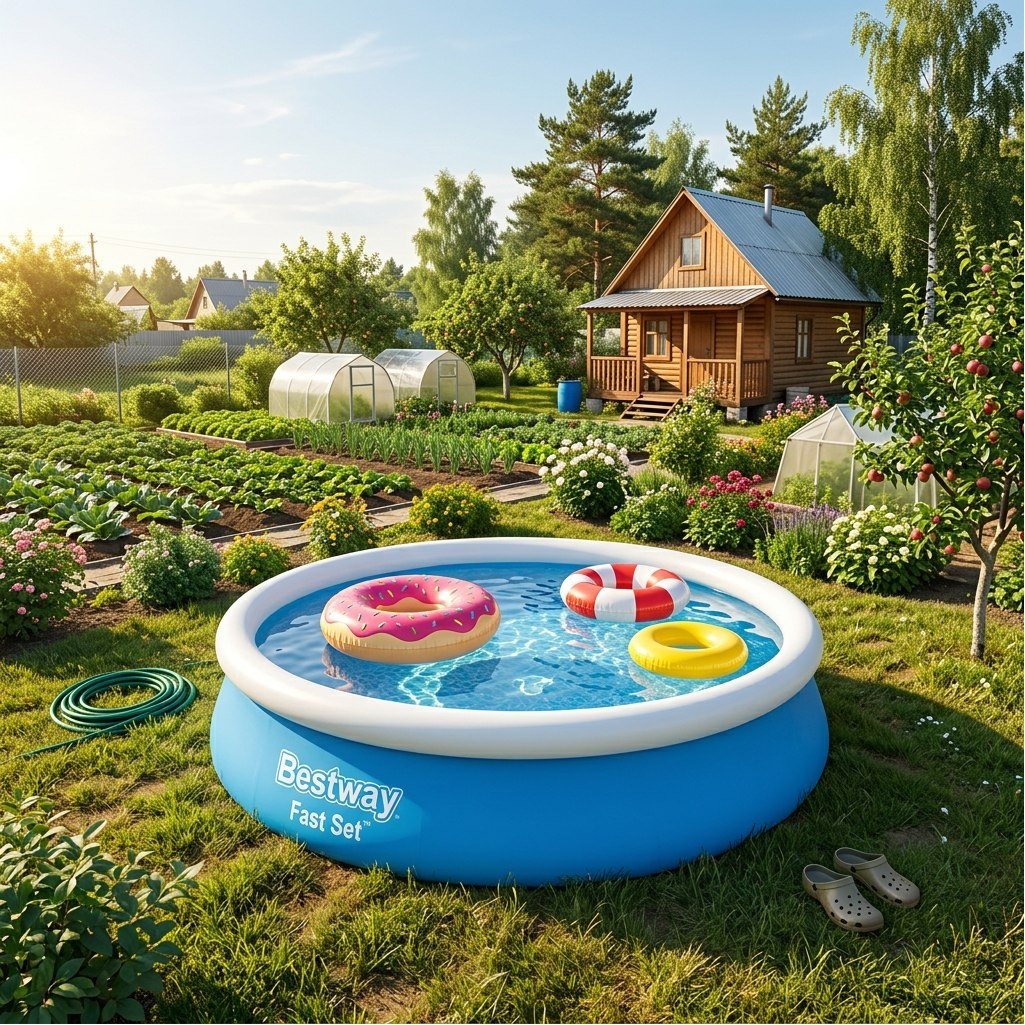 Бассейн надувной Bestway Fast Set 57274, с фильтр-насосом, голубой, 76х366 см