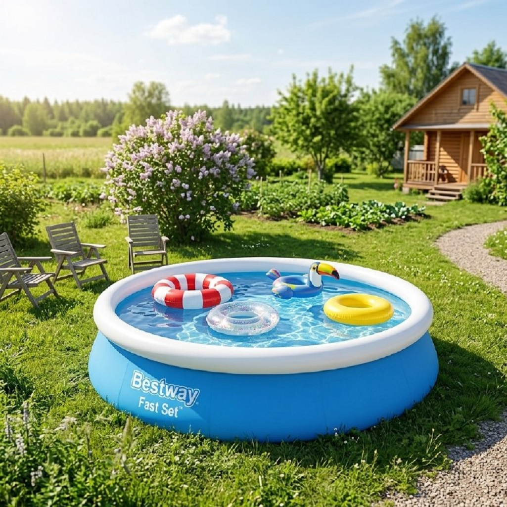 Бассейн надувной Bestway Fast Set 57274, с фильтр-насосом, голубой, 76х366 см