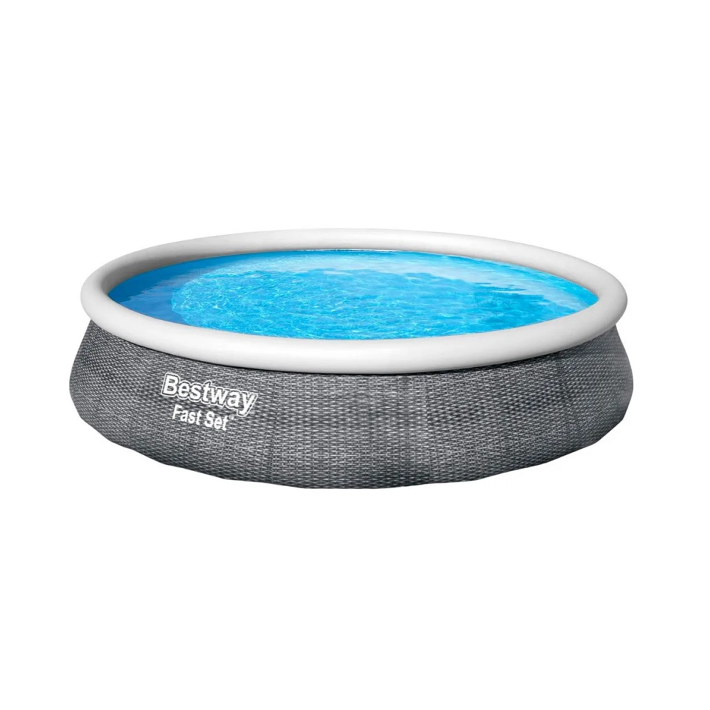 Бассейн надувной Bestway Fast Set 57376, с фильтр-насосом, серый, 84х396 см