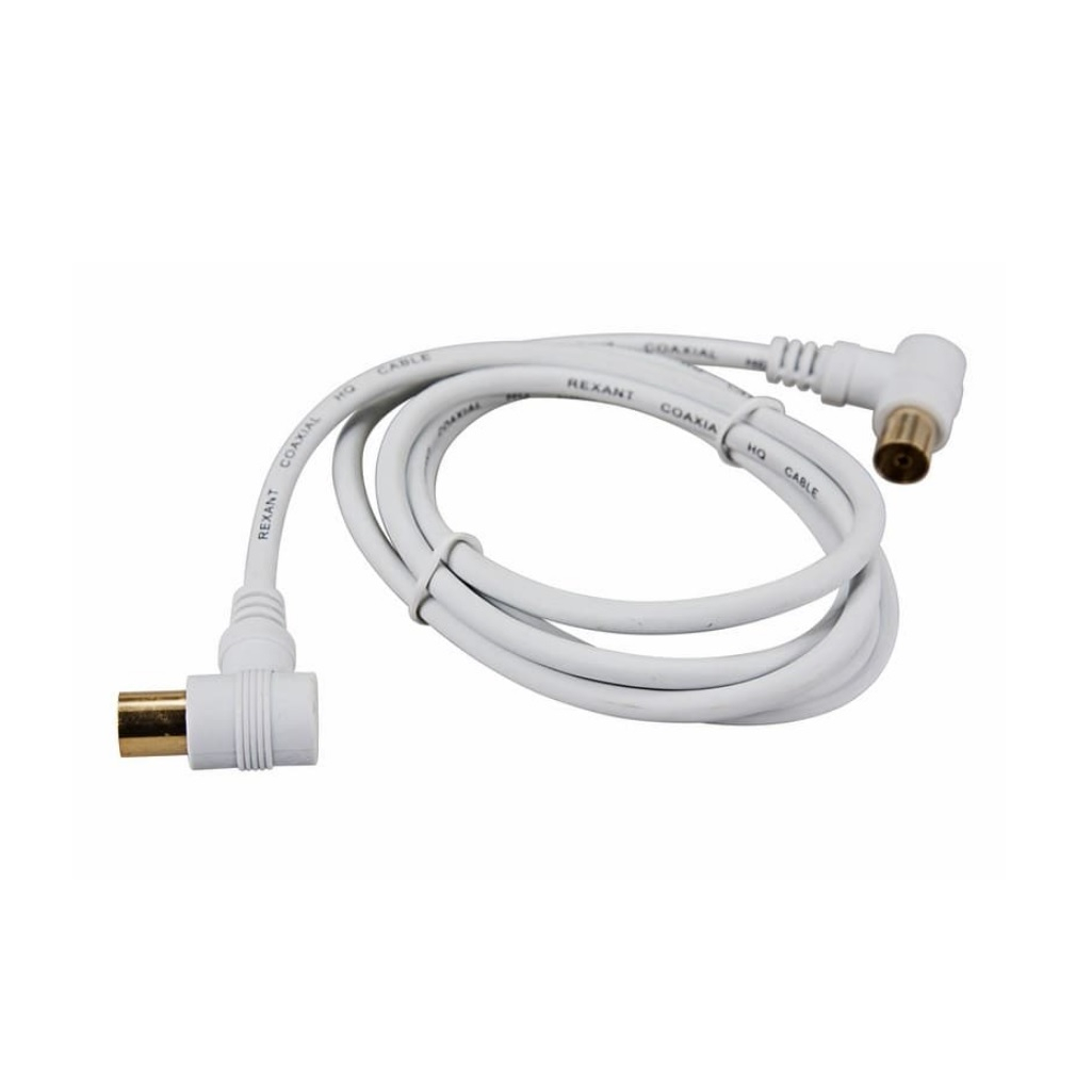 Шнур TV PLUG - TV JACK, 3.0 м, угловой, белый, REXANT 18-0024
