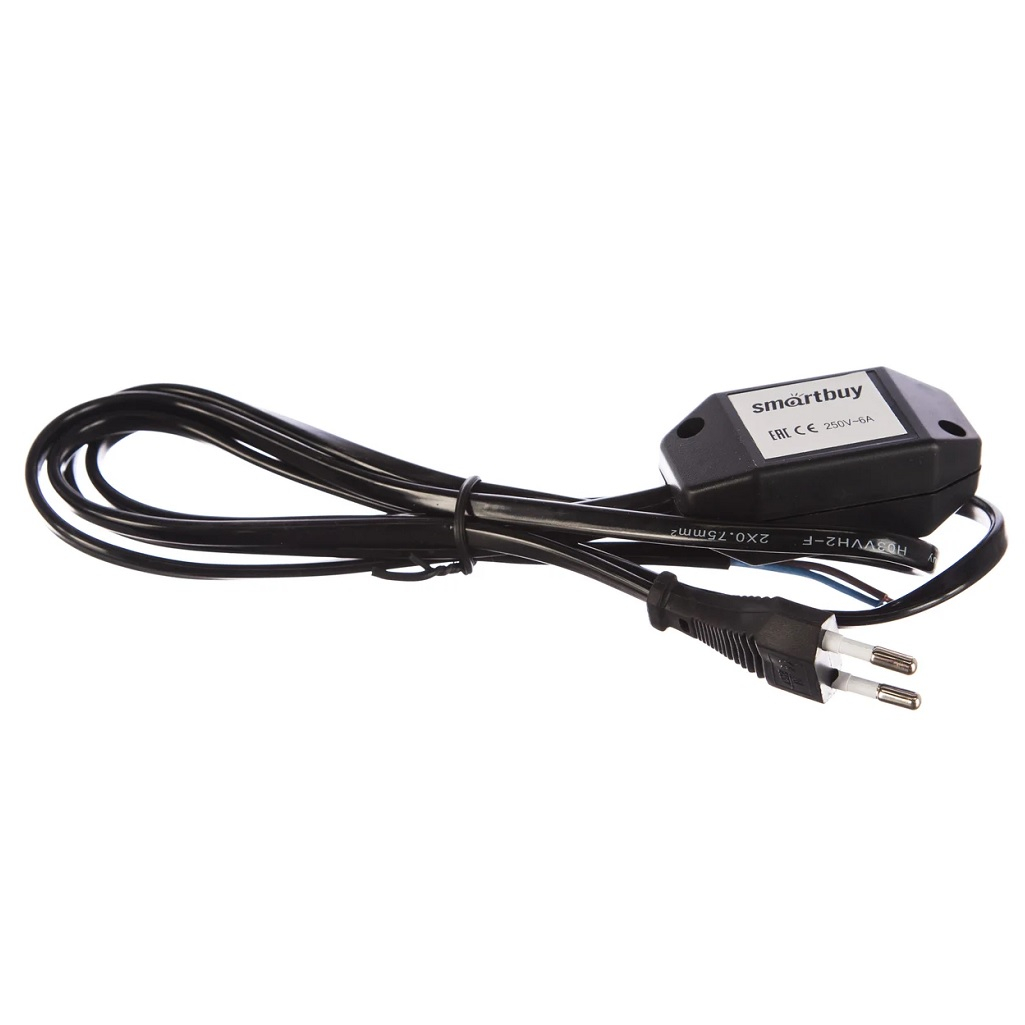 Шнур с плоской вилкой и диммером Smartbuy SBE-06-P05-b, ШВВП 2х0.75 кв.мм, 1.7 м
