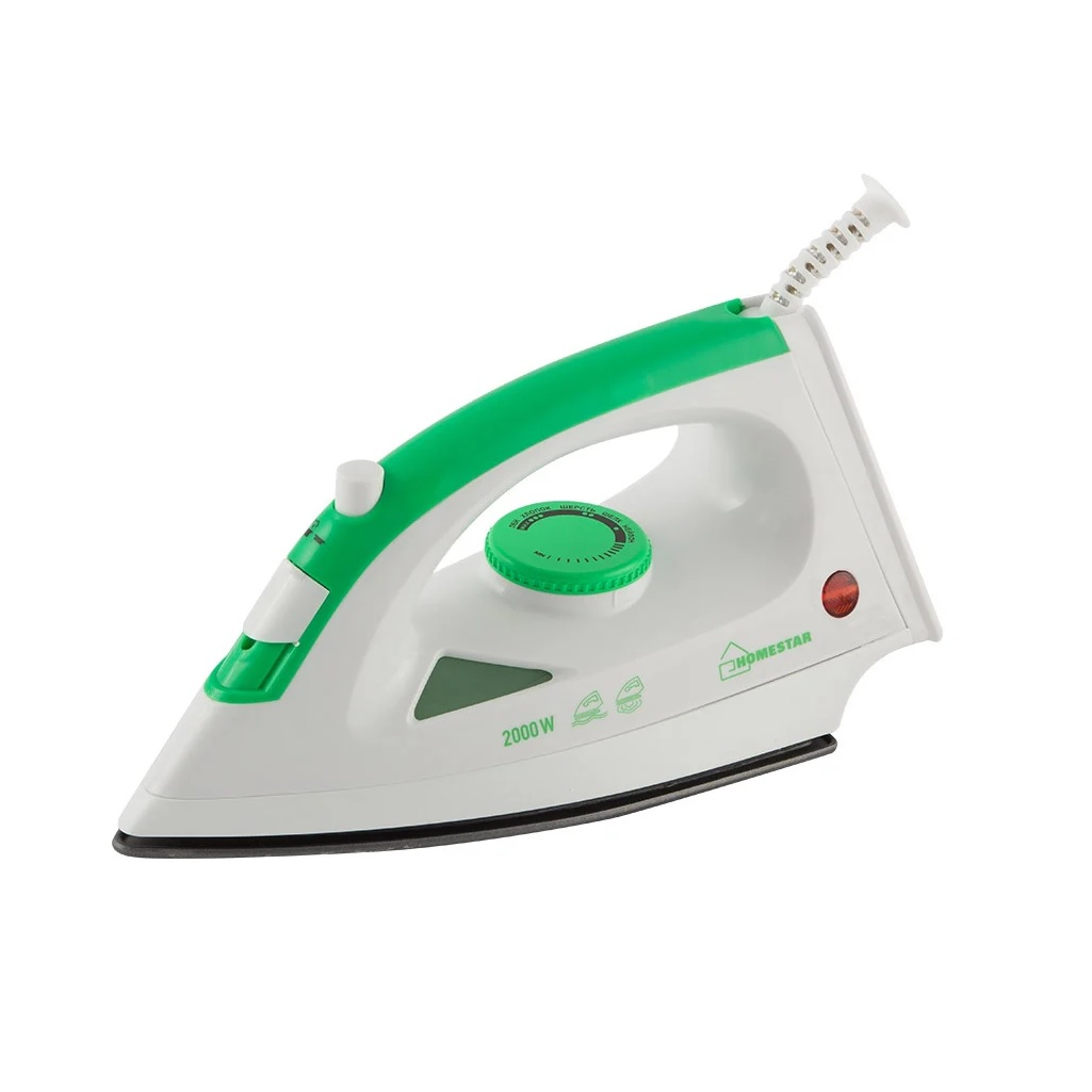 Утюг HomeStar HS-4001 4837, 2000 Вт, подошва с тефлоновым покрытием, бело-зеленый