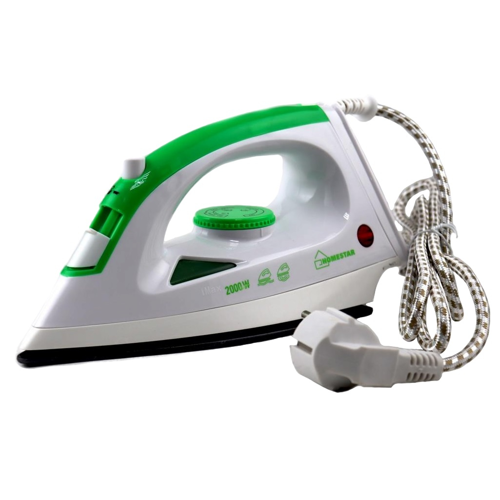 Утюг HomeStar HS-4001 4837, 2000 Вт, подошва с тефлоновым покрытием, бело-зеленый