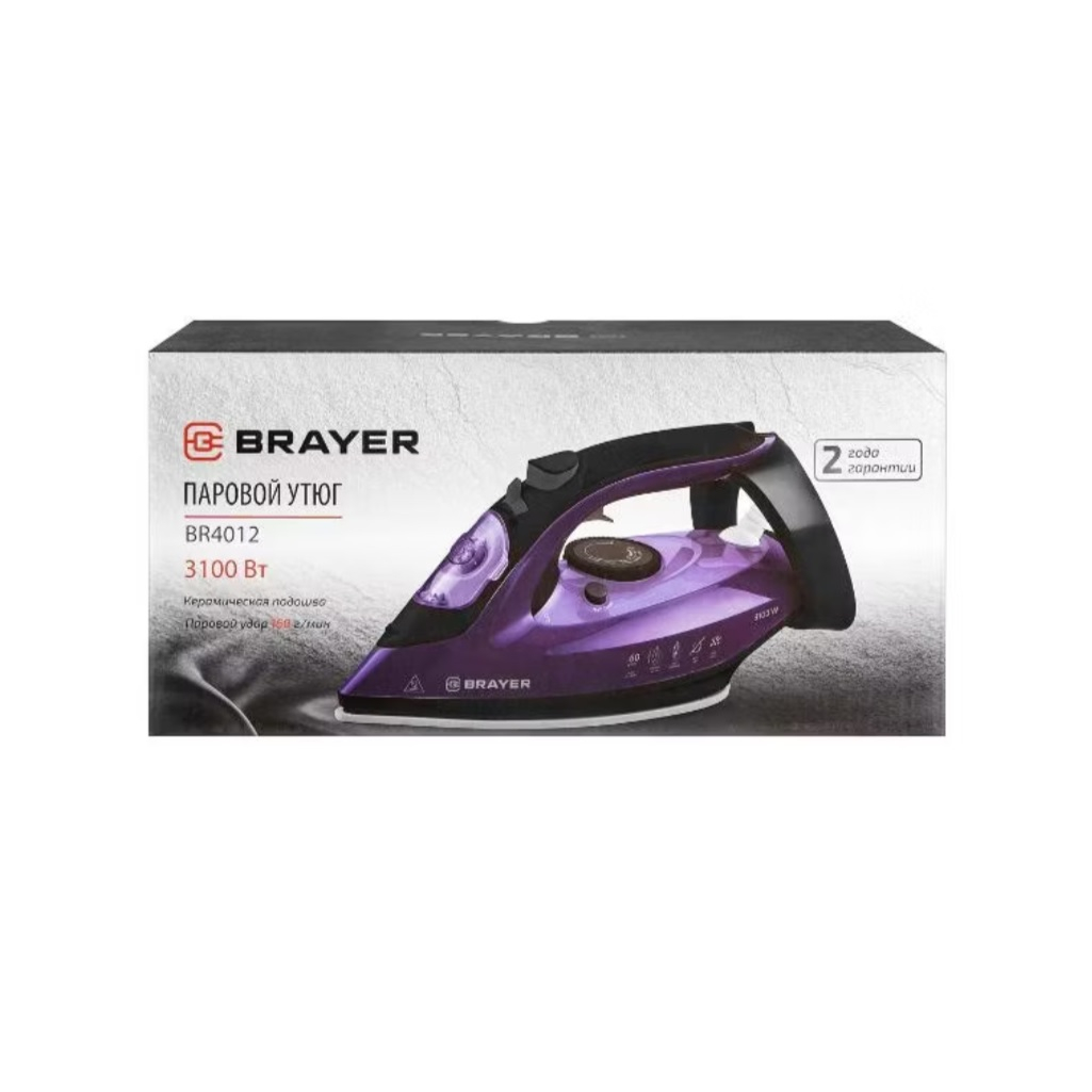 Утюг Brayer BR4012, вертикальное отпаривание, противокапельная система, 3100 Вт