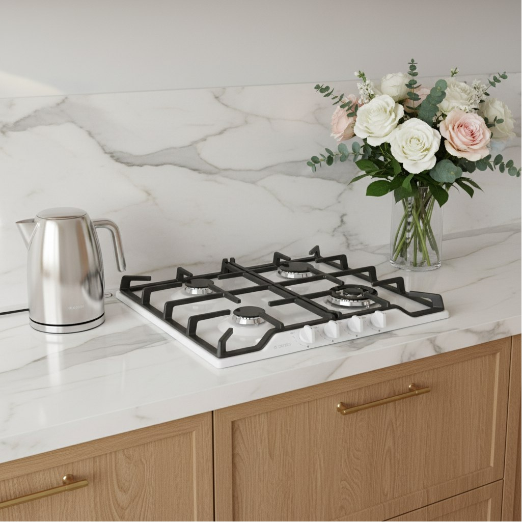 Панель варочная газовая Gefest 1212-02, 4 конфорки, электроподжиг, белый