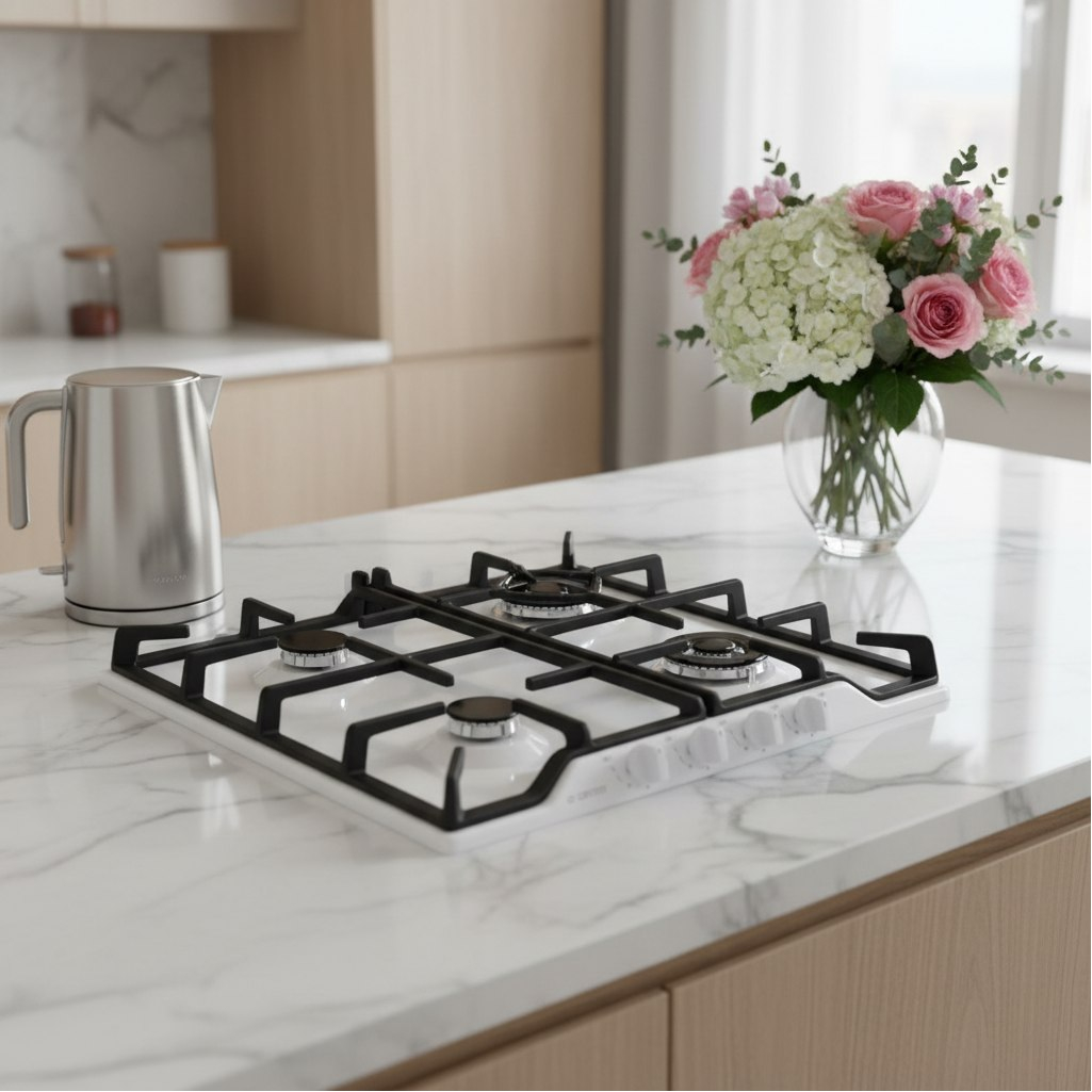 Панель варочная газовая Gefest 1212-02, 4 конфорки, электроподжиг, белый