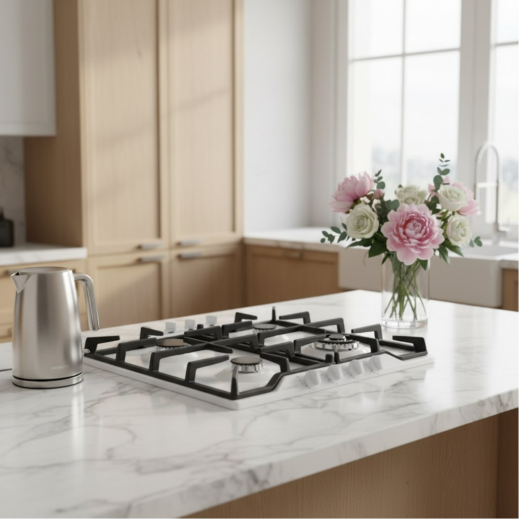 Панель варочная газовая Gefest 1212-02, 4 конфорки, электроподжиг, белый