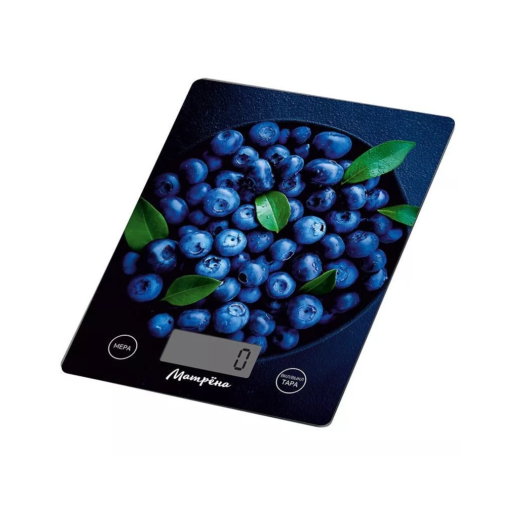 Весы кухонные Матрена МА-189А электронные, стекло, синие, до 7 кг