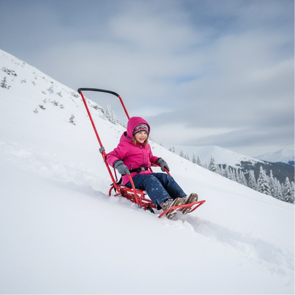 Санки Nika Kids Nikki 3 N3/АЛ2 с ручкой, на колесах, складные, алые