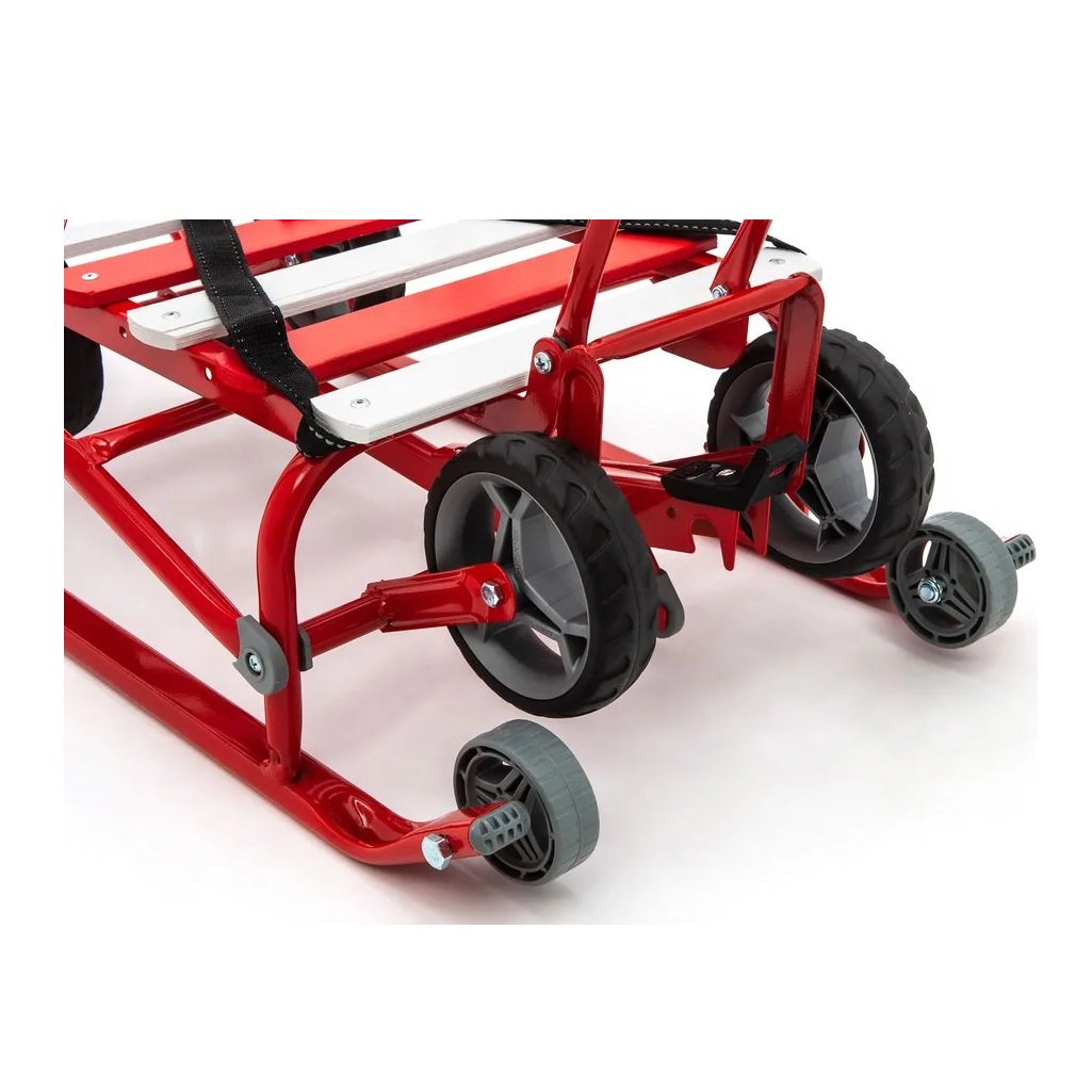 Санки Nika Kids Nikki 3 N3/АЛ2 с ручкой, на колесах, складные, алые