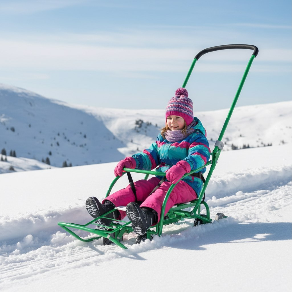 Санки Nika Kids Nikki 3 N3/АЛ2 с ручкой, на колесах, складные, зеленые