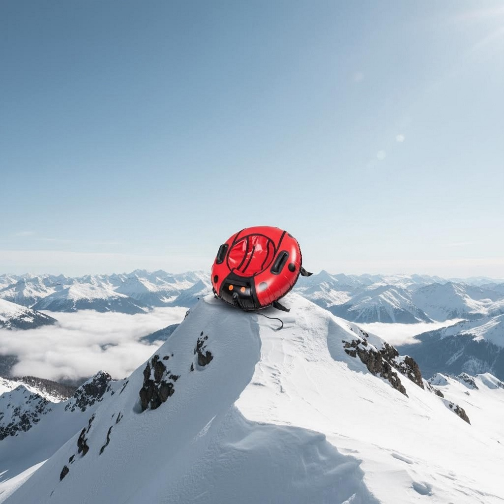 Санки-ватрушка Saimaa Sport Божья коровка, черно-красные, с ручками, диаметр 80 см