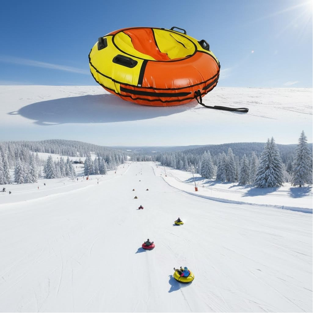 Санки-ватрушка Saimaa Комфорт, оранжево-желтые, с ручками, диаметр 90 см