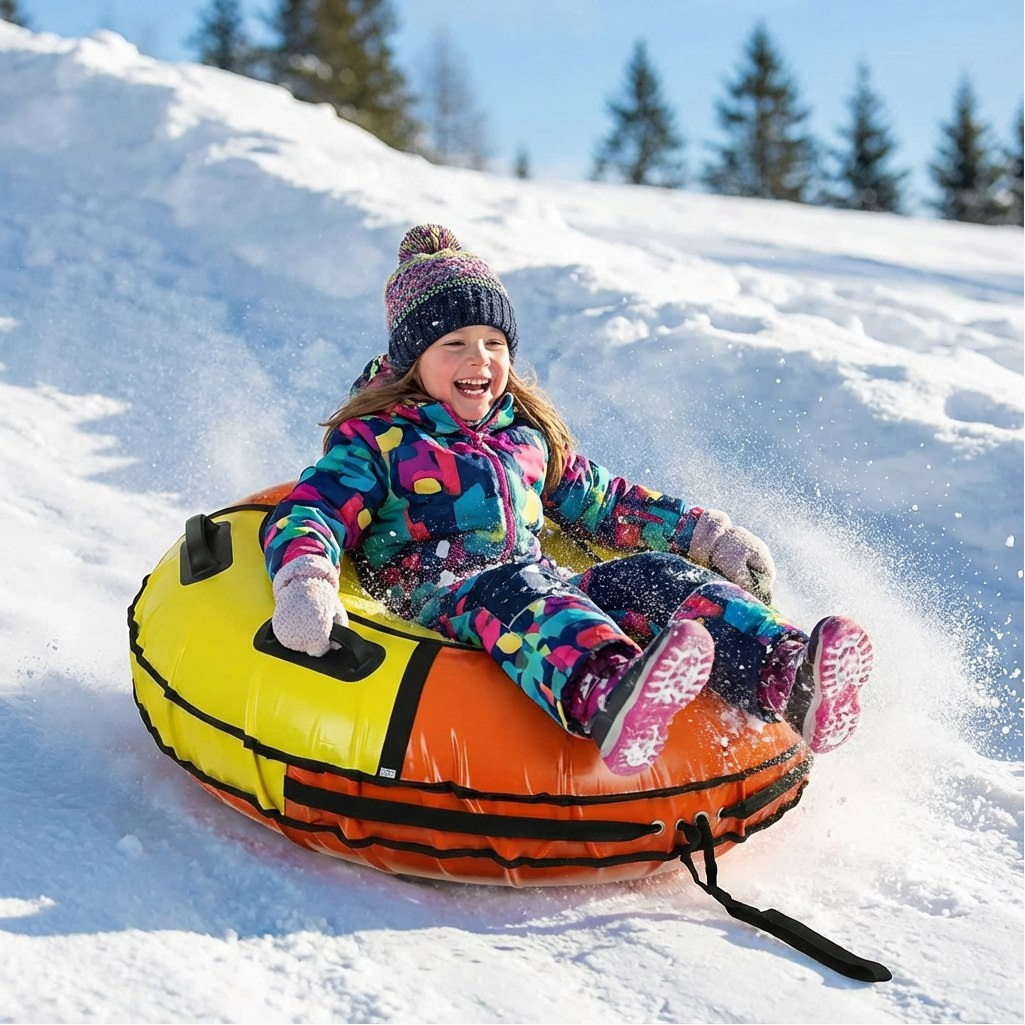 Санки-ватрушка Saimaa Комфорт, оранжево-желтые, с ручками, диаметр 90 см