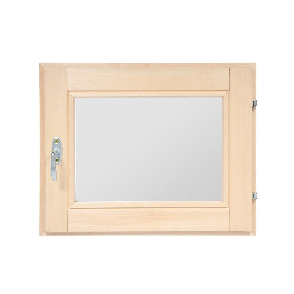 Окно для бани и сауны Липа, размер 500х600 мм, 2 стекла, распашное, с ручкой