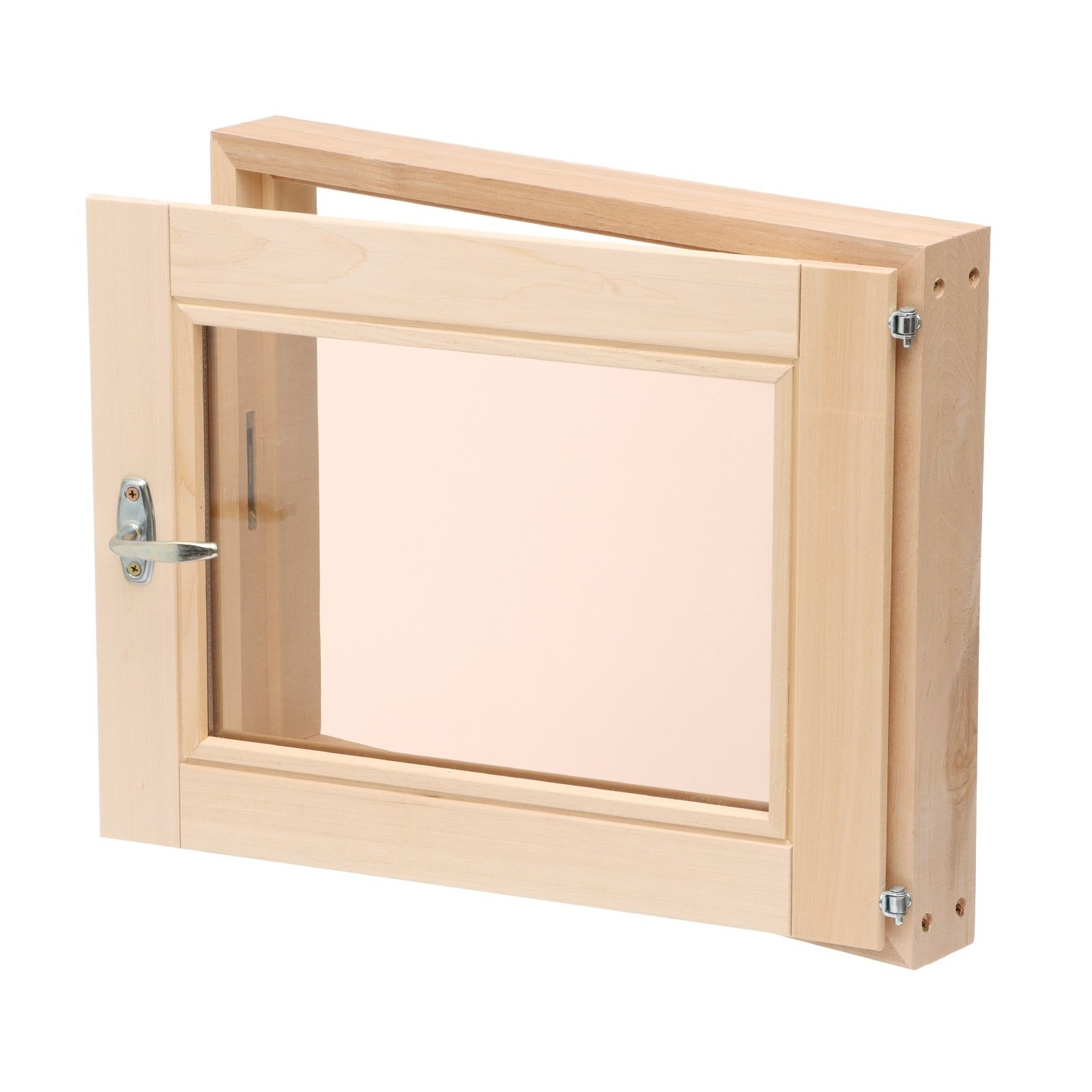 Окно для бани и сауны Липа, размер 500х600 мм, 2 стекла, распашное, с ручкой