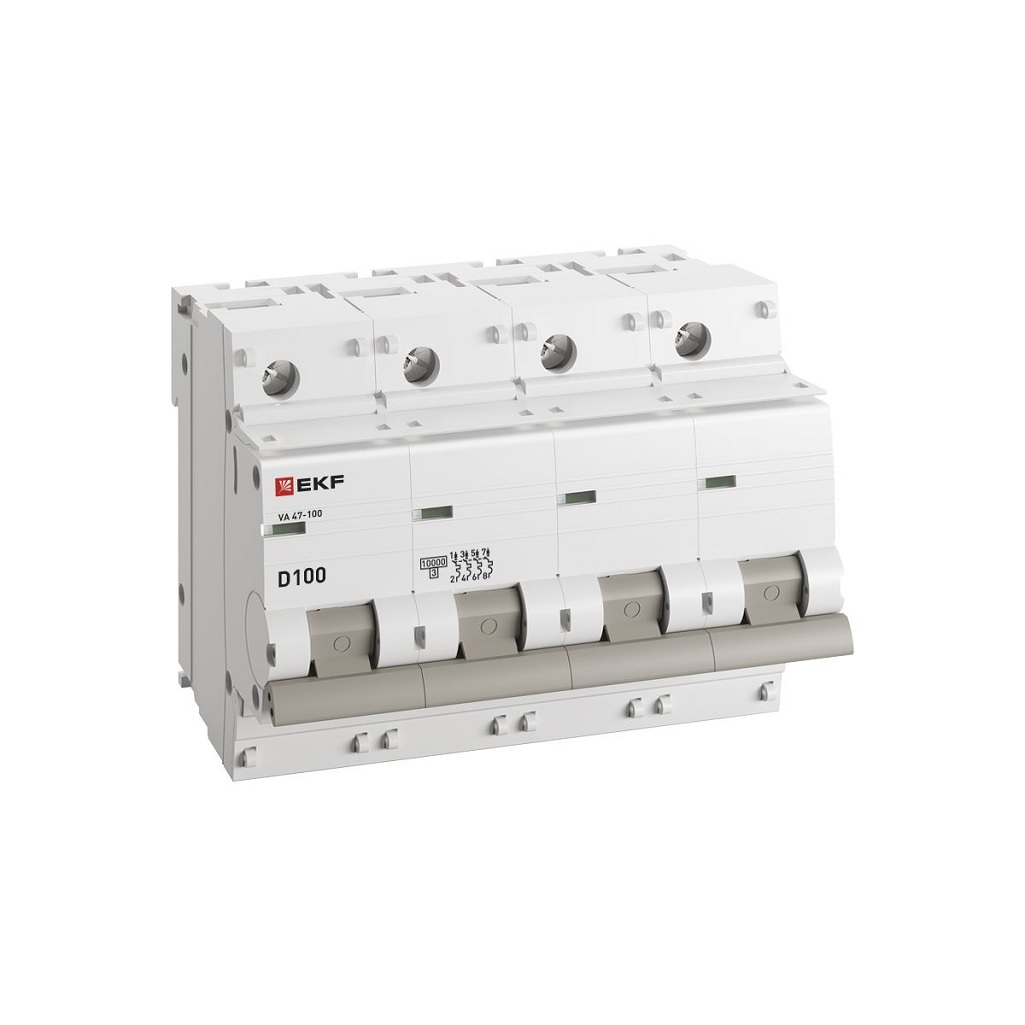 Выключатель автоматический EKF PROxima 4п, тип D, 100А, 10 кА
