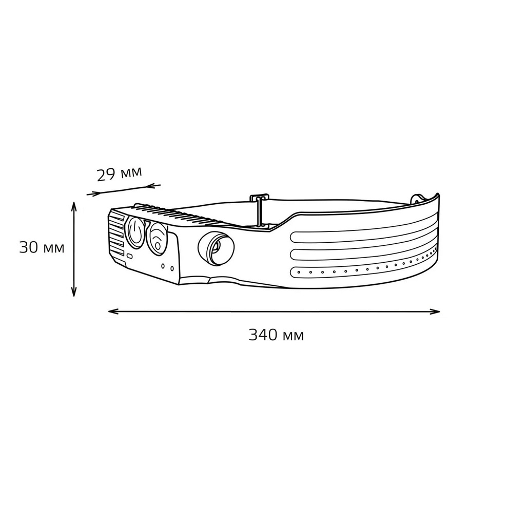 Фонарь светодиодный налобный Gauss, модель GFL412, 13W, 1200mAh, 650lm, аккумулятор Li-ion, 11 режимов