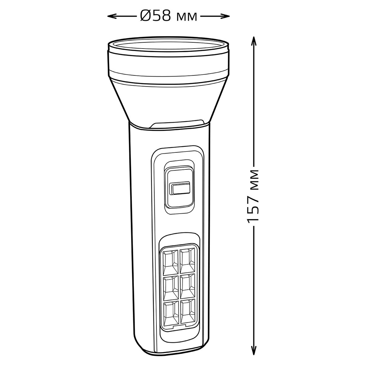 Фонарь аккумуляторный ручной Gauss GF102, 2 Вт, 100 Лм, 250 mAh, 2 режима, дальность действия 120 м, универсальный