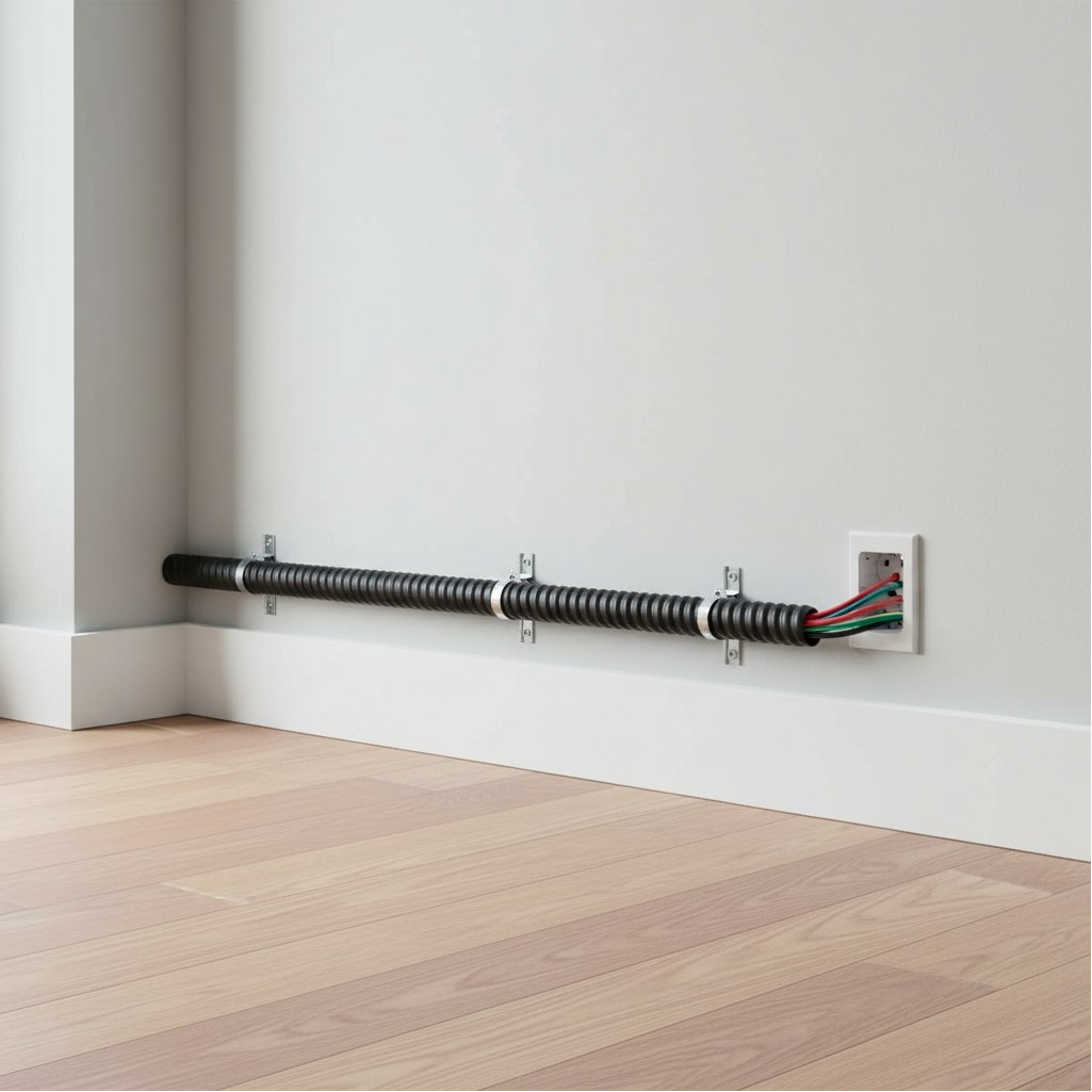 Металлорукав Р3-ЦП-10 мм, CMP10-10-050, в ПВХ, для защиты кабелей, черный, 1 м