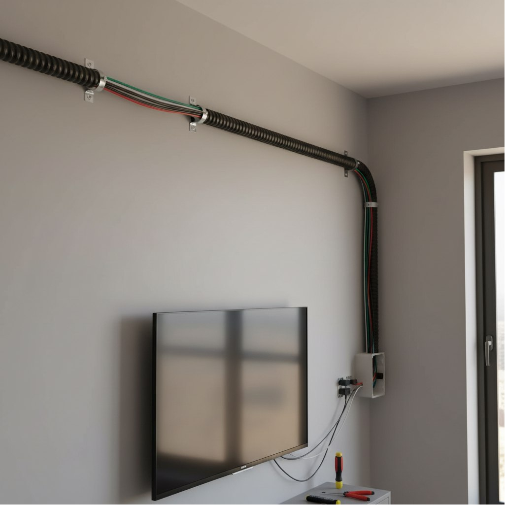 Металлорукав Р3-ЦП-10 мм, CMP10-10-050, в ПВХ, для защиты кабелей, черный, 1 м