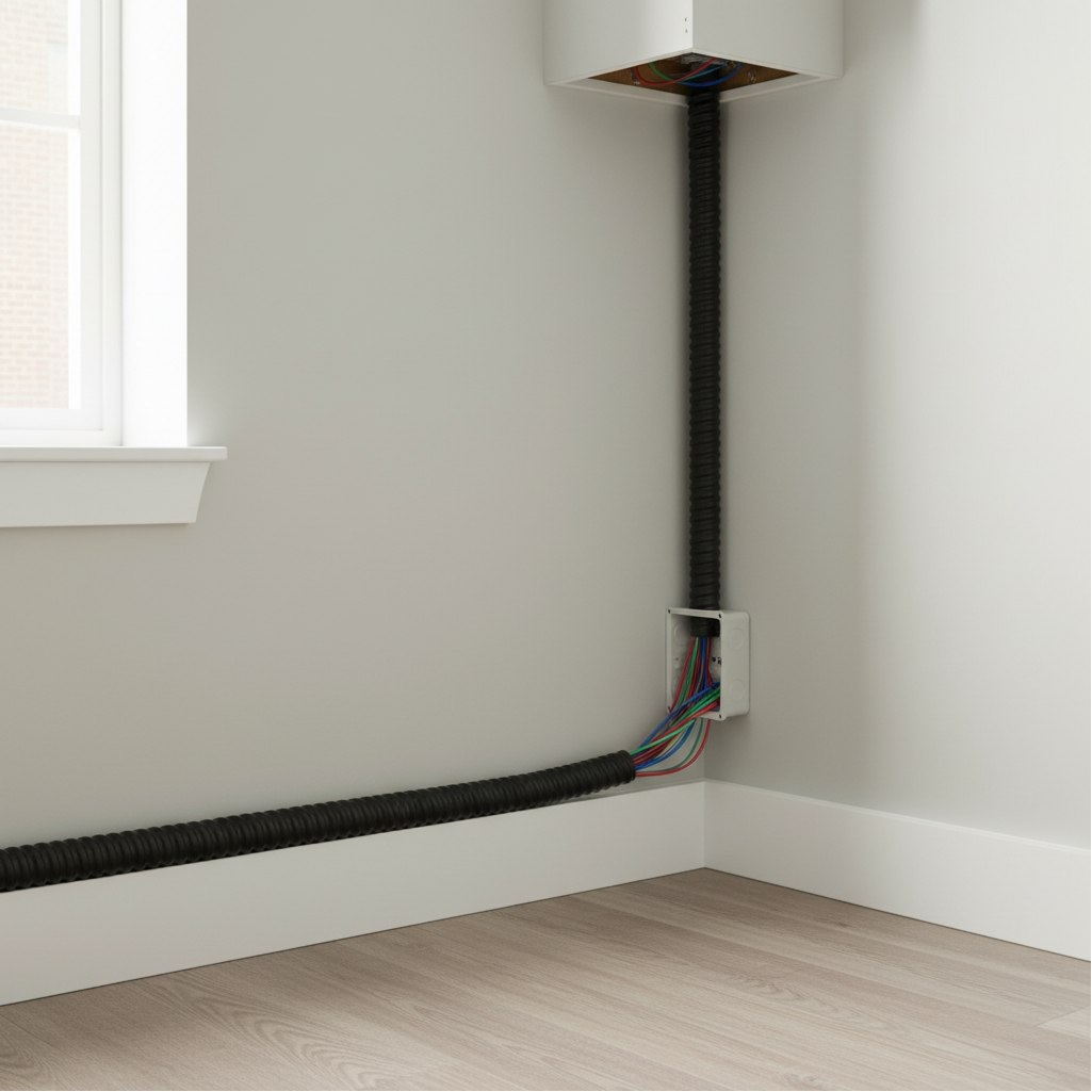 Металлорукав Р3-ЦП-10 мм, CMP10-10-050, в ПВХ, для защиты кабелей, черный, 1 м