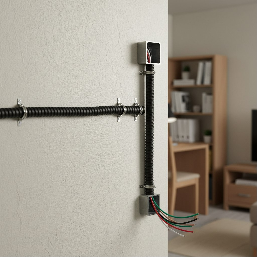 Металлорукав Р3-ЦП-10 мм, CMP10-10-050, в ПВХ, для защиты кабелей, черный, 1 м