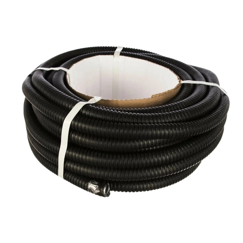 Металлорукав Iek Elasta Р3-ЦПнг-20, CMP10-20-015, диаметр 20 мм, с протяжкой, в ПВХ черного цвета, в упаковке 15 м