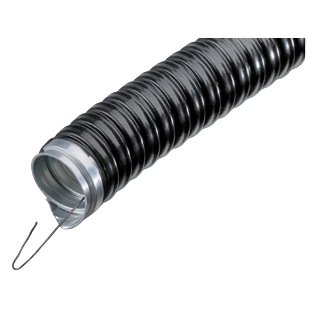 Металлорукав Iek Elasta Р3-ЦПнг-20, CMP10-20-015, диаметр 20 мм, с протяжкой, в ПВХ черного цвета, в упаковке 15 м