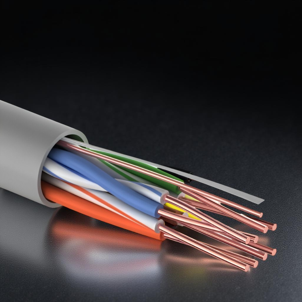 Кабель компьютерный UTP-6e Rexant 01-0047, 4х2х0.5 кв.мм, установочный, белый, длина 1 метр