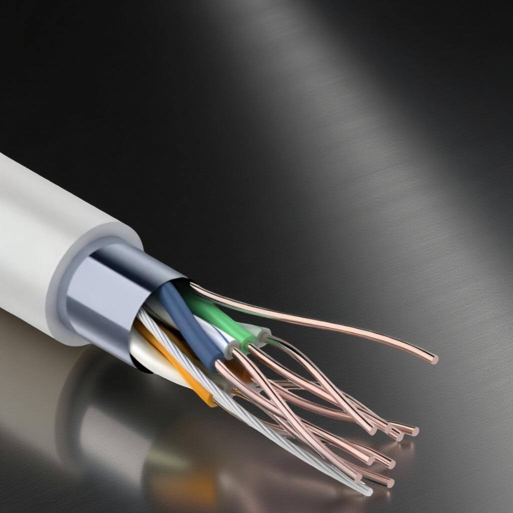 Кабель FTP 4PR 24AWG CAT5e CCA Proconnect 01-0142-3, 4х2х0.5 кв.мм, алюминиевый, длина 1 метр