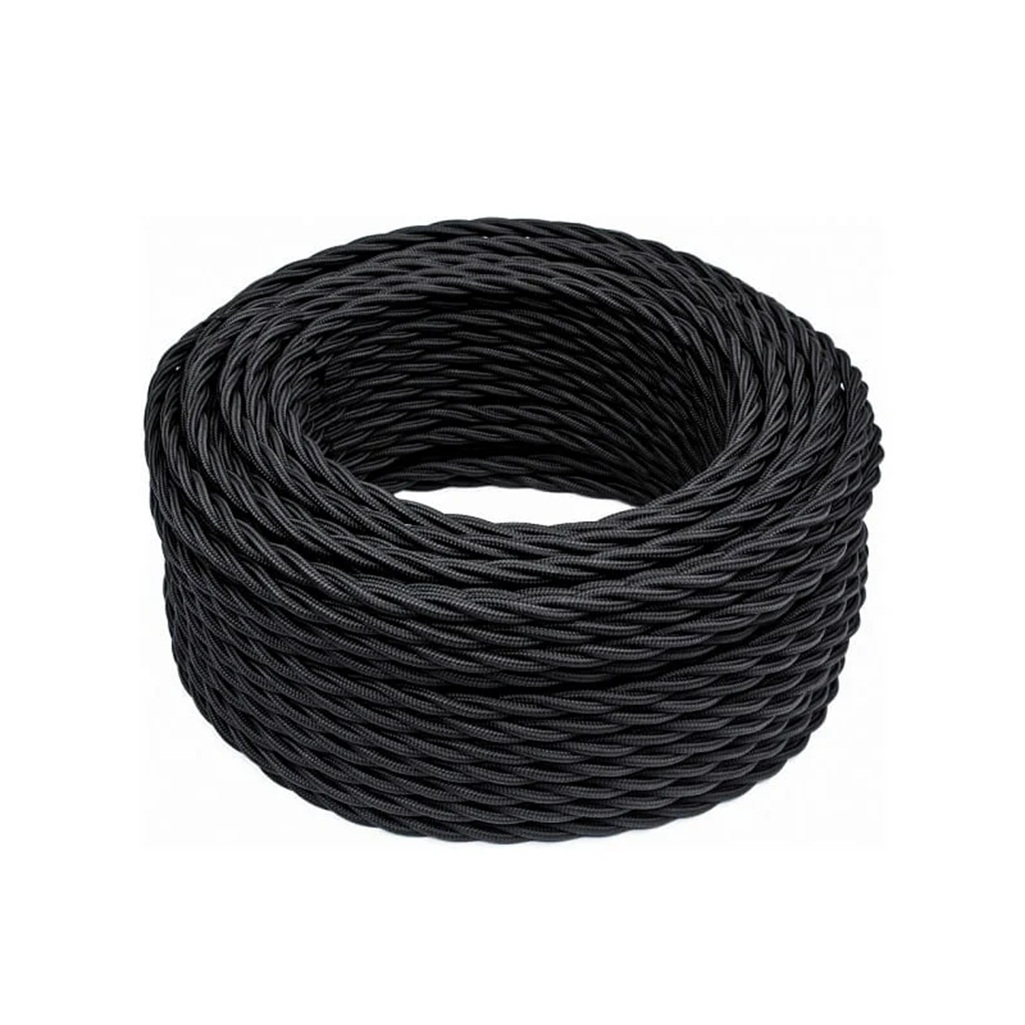 Провод витой Bironi B1-425-73-20 бытовой ПУГВнг-LS, 3х2.5 кв.мм, декоративный, черный матовый, длина 20 метров