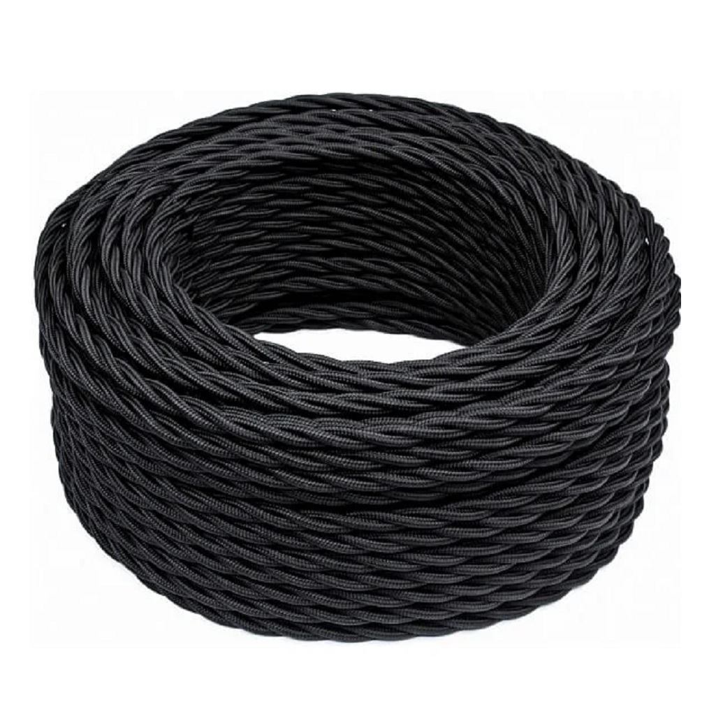 Провод витой Bironi B1-425-73-20 бытовой ПУГВнг-LS, 2х2.5 кв.мм, декоративный, черный матовый, длина 20 метров